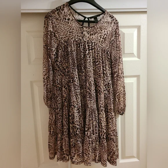 Long Sleeve Leopard Print Dress Forever 21 Forever 21 Dresses